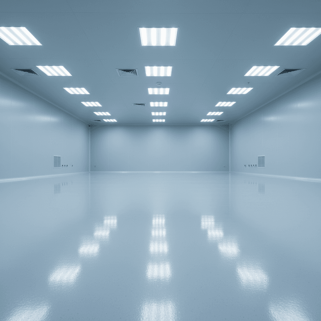 Seamless epoxy cleanroom floor